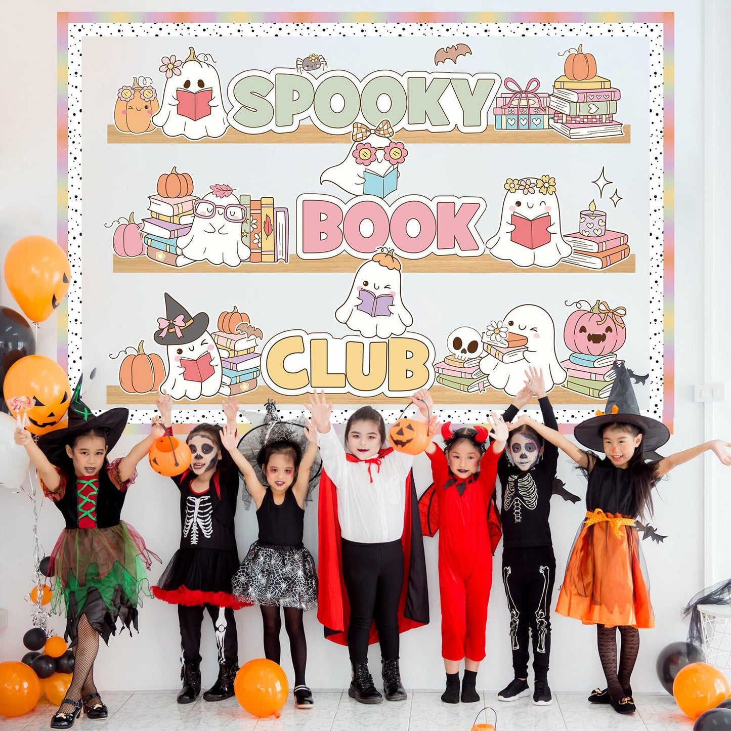 Pasimy Spooky Book Club Bulletin Board Set Ghost Halloween Classroom Decor