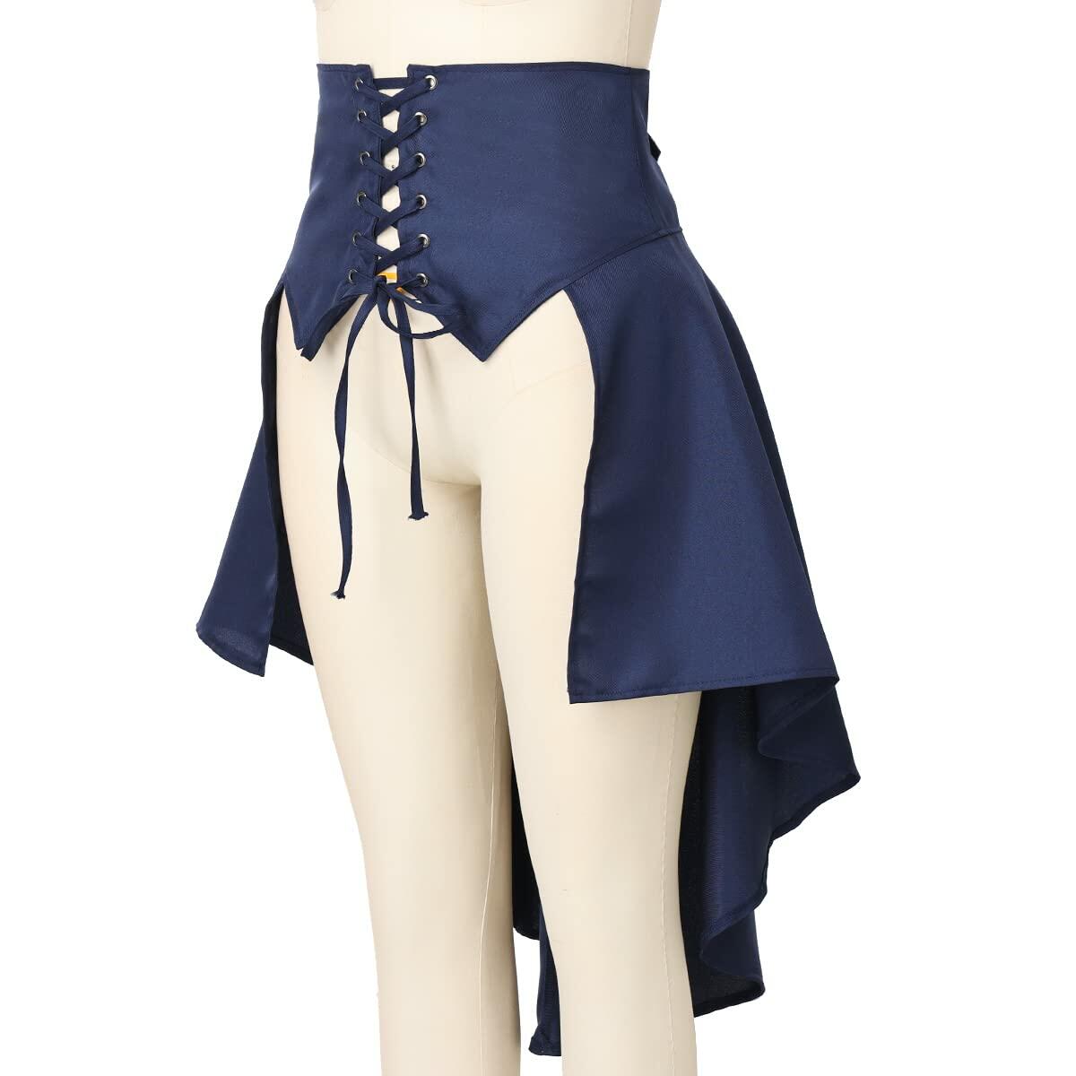 COSDREAMER Steampunk Ruffle Pirate Corset Skirt Belt Blue Size XL