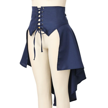 COSDREAMER Steampunk Ruffle Pirate Corset Skirt Belt Blue Size XL