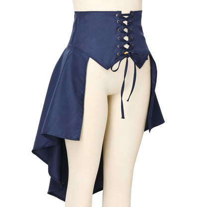 COSDREAMER Steampunk Ruffle Pirate Corset Skirt Belt Blue Size XL