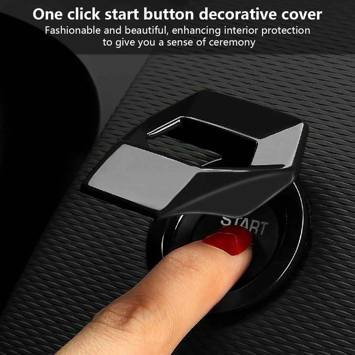 KHGUZ Car Start Stop Button Cover Zinc Alloy Ignition Trim Gun Black