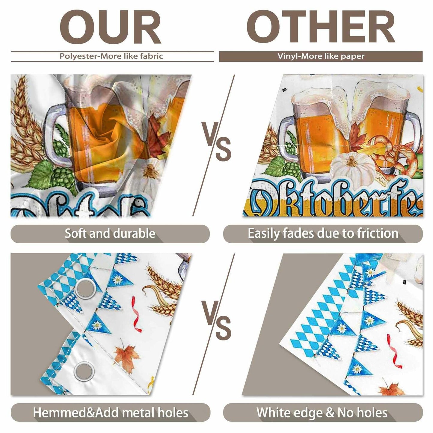 ZTHMOE Oktoberfest Photography Backdrop 72x43inch Blue White Bavarian
