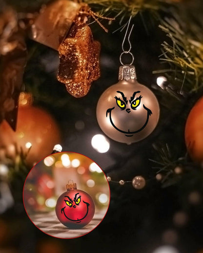 TRIZILLA Christmas Transfer Stickers Ornament Face Decals Vinyl 10 Pack