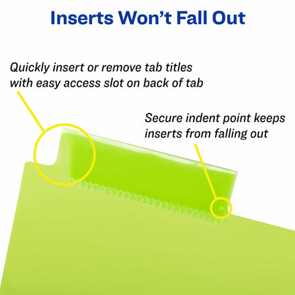 Worksaver Big Tab Dividers Set of 3 Plastic Insertable 5-Tab