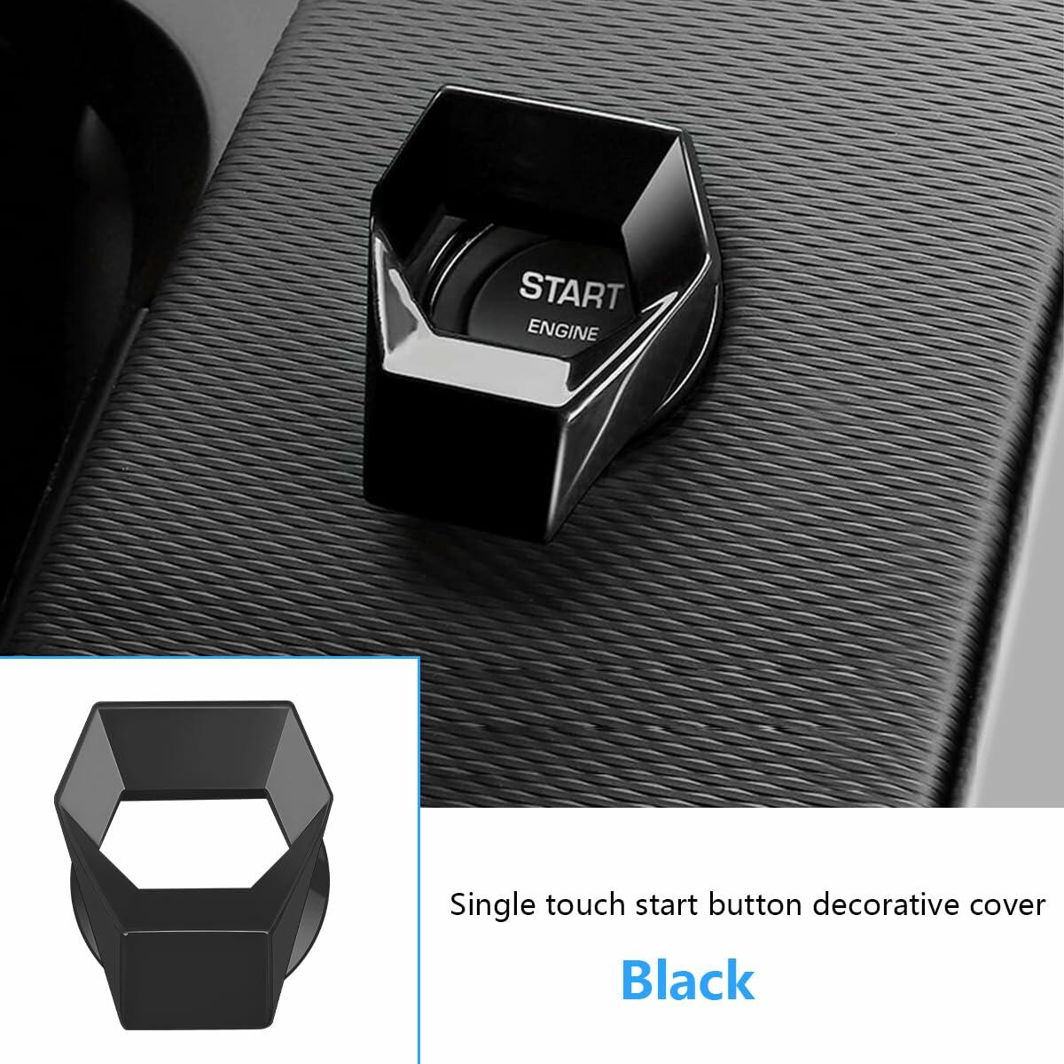 KHGUZ Car Start Stop Button Cover Zinc Alloy Ignition Trim Gun Black