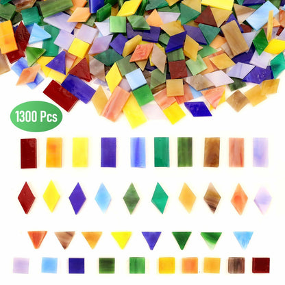 VARIART Mosaic Glass Tiles Large Petal Rainbow 120 Pcs 1.1 lbs