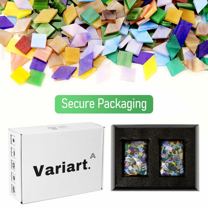 VARIART Mosaic Glass Tiles Large Petal Rainbow 120 Pcs 1.1 lbs
