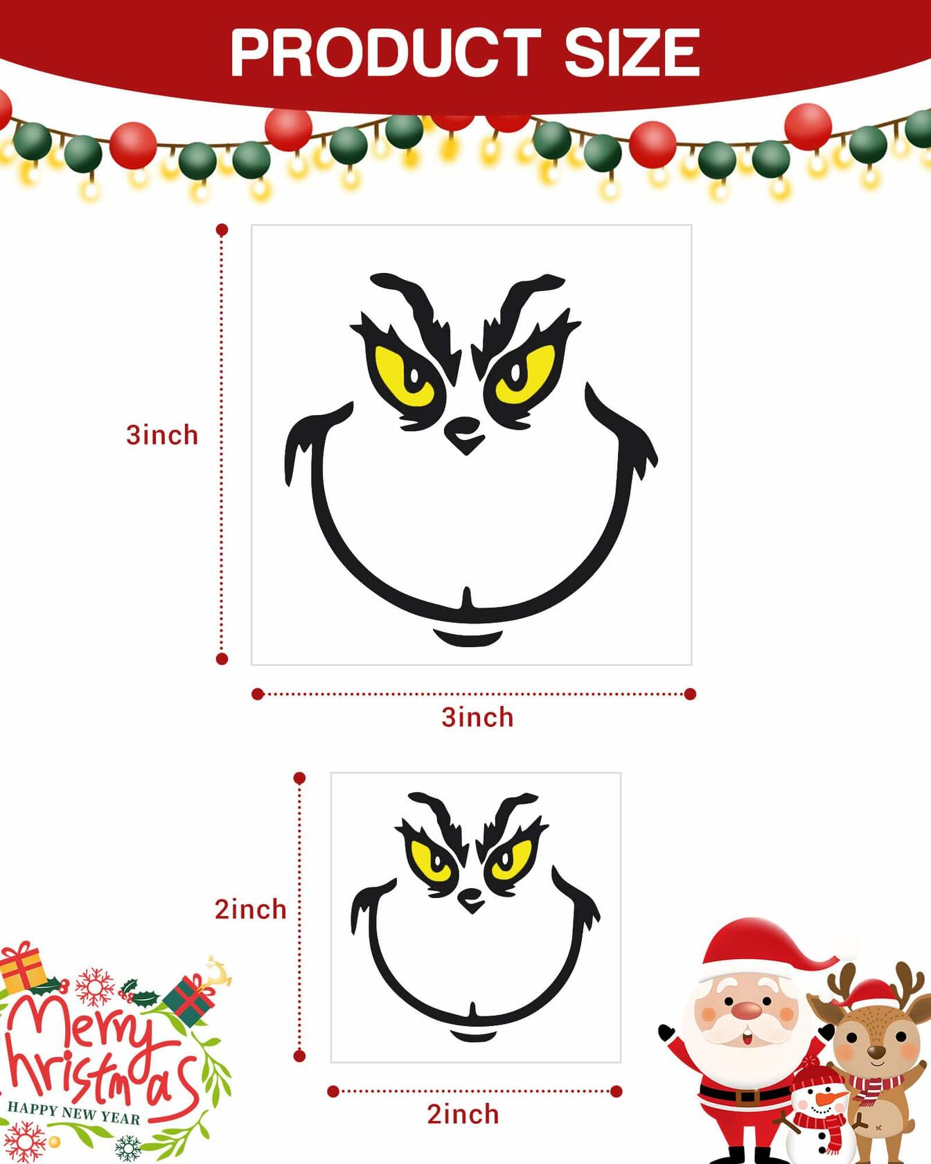 TRIZILLA Christmas Transfer Stickers Ornament Face Decals Vinyl 10 Pack
