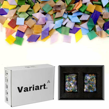 VARIART Mosaic Glass Tiles Large Petal Rainbow 120 Pcs 1.1 lbs