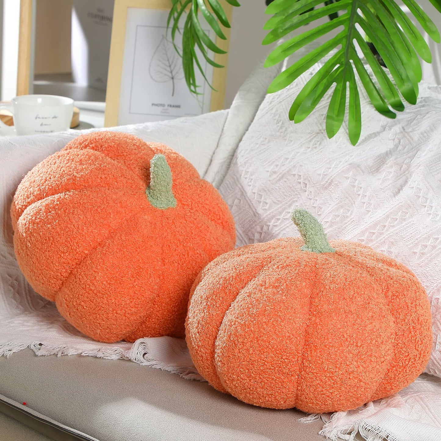 Queekay 2 Pcs Pumpkin Pillow Plush 11x9.5 Inch Orange Fall Decor