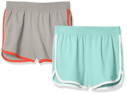 Amazon Essentials Girls Active Running Shorts 2 Pack Aqua Blue/Grey Size XL