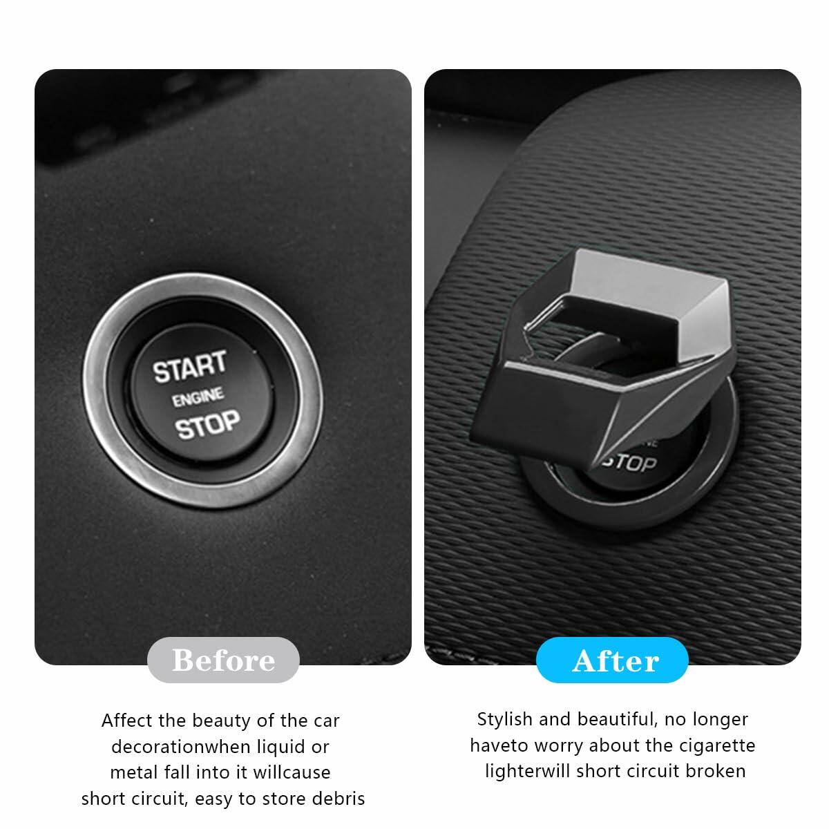KHGUZ Car Start Stop Button Cover Zinc Alloy Ignition Trim Gun Black