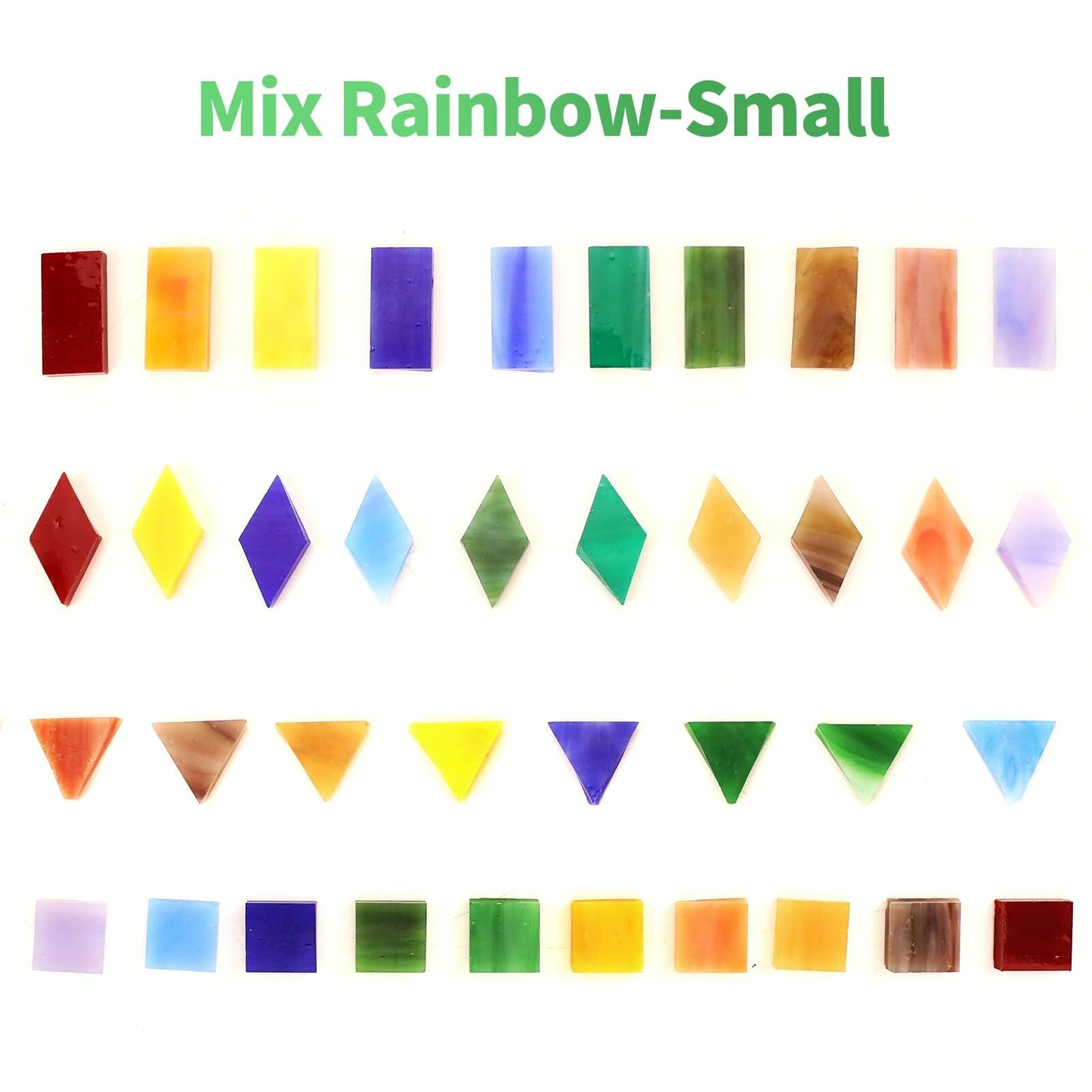 VARIART Mosaic Glass Tiles Large Petal Rainbow 120 Pcs 1.1 lbs