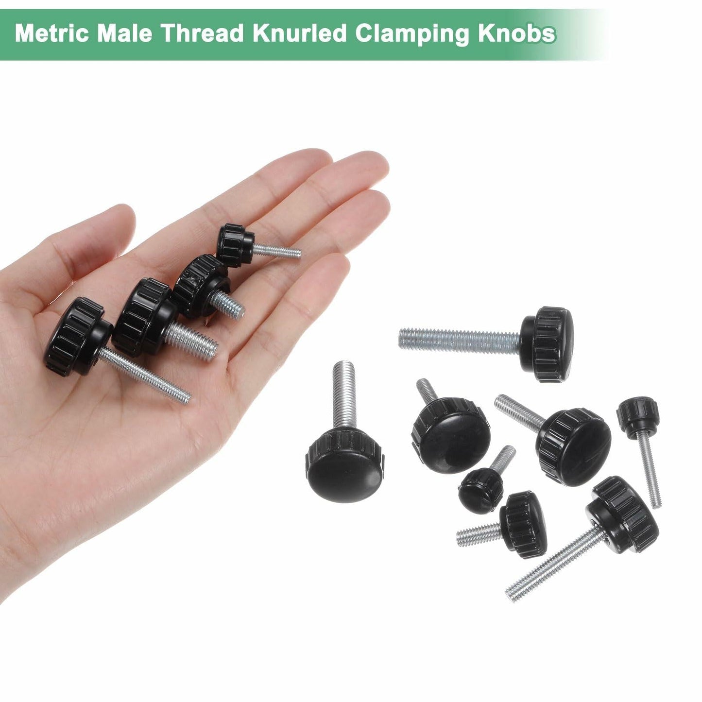 M METERXITY 6-Pack M4x25mm Knurled Clamping Knobs Carbon Steel Black