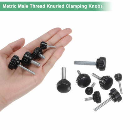 M METERXITY 6-Pack M4x25mm Knurled Clamping Knobs Carbon Steel Black