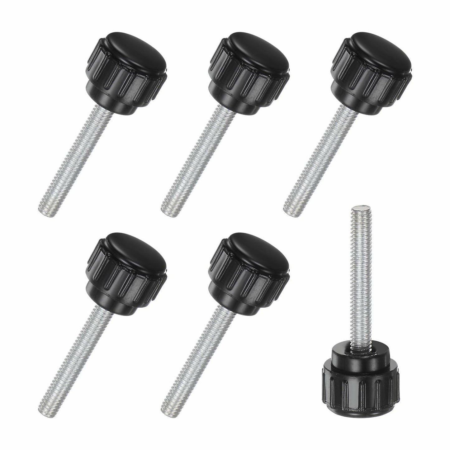 M METERXITY 6-Pack M4x25mm Knurled Clamping Knobs Carbon Steel Black