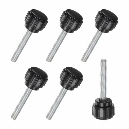 M METERXITY 6-Pack M4x25mm Knurled Clamping Knobs Carbon Steel Black