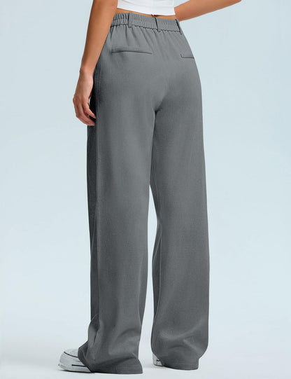 Kistore Womens Wide Leg Pleated Palazzo Work Trousers Blue Gray Size S