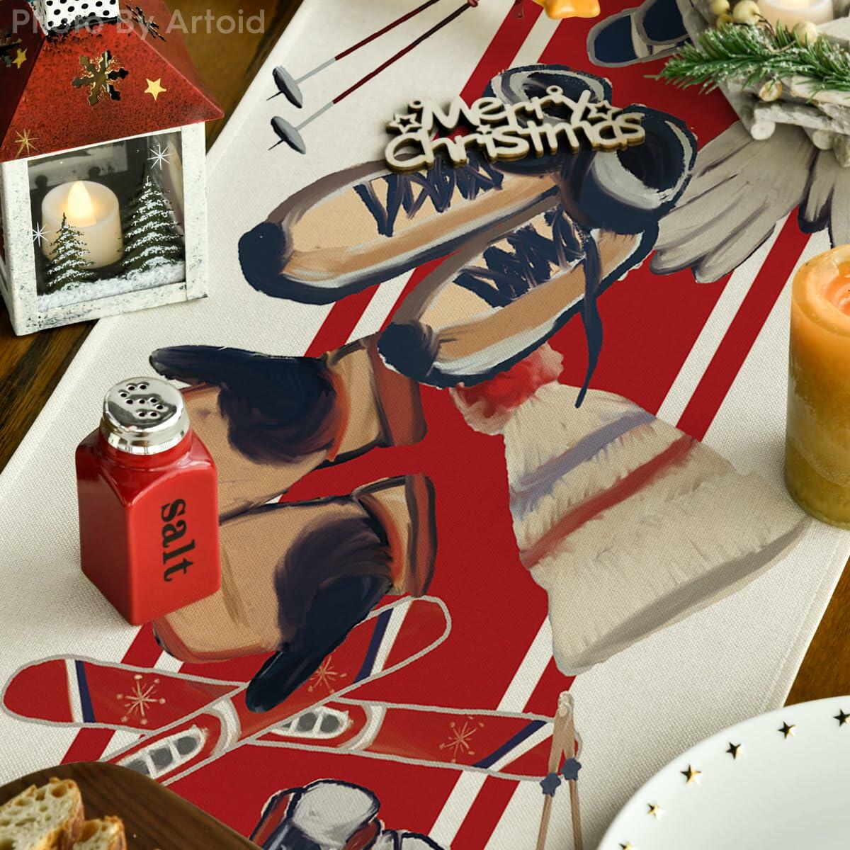 Artoid Mode Red Snowboarding Christmas Table Runner 13x48 Inch