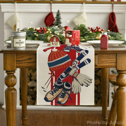 Artoid Mode Red Snowboarding Christmas Table Runner 13x48 Inch