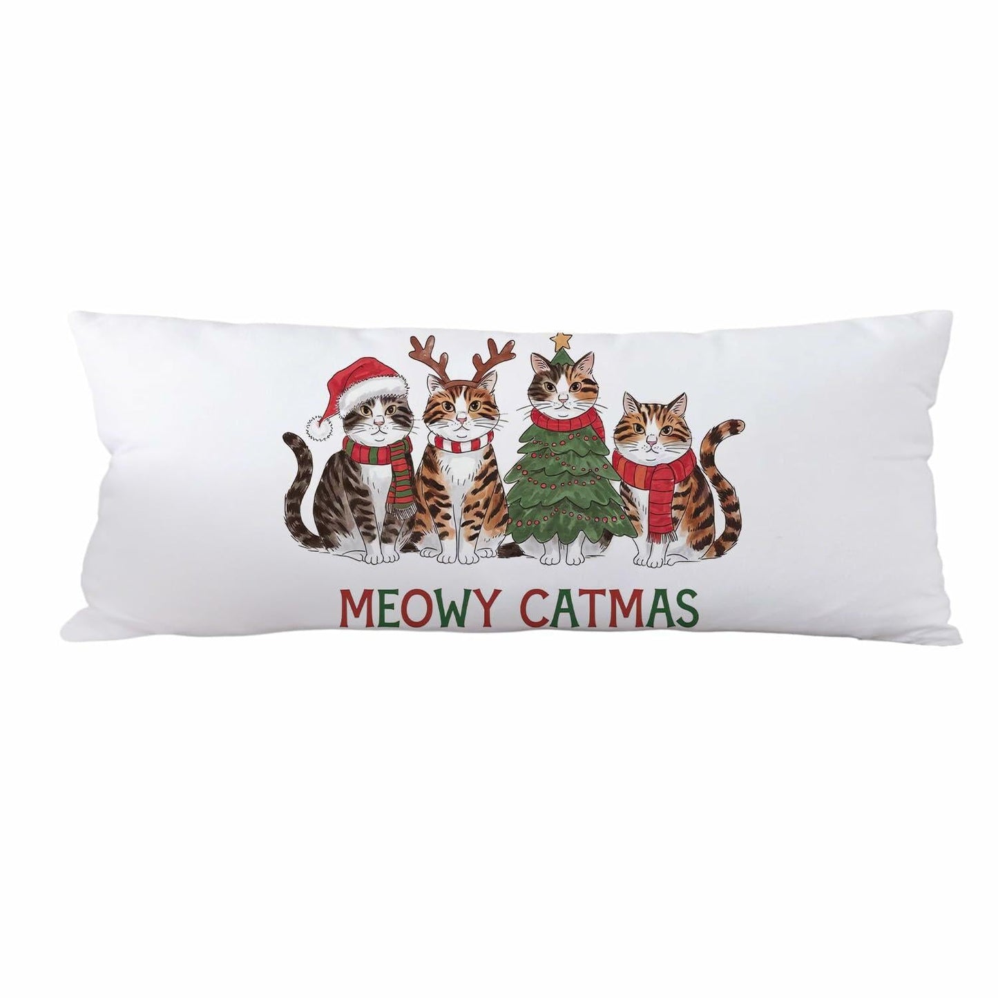 Yhtrg Christmas Cat Body Pillow Cover 20x54 Plush Velvet Holiday Gift