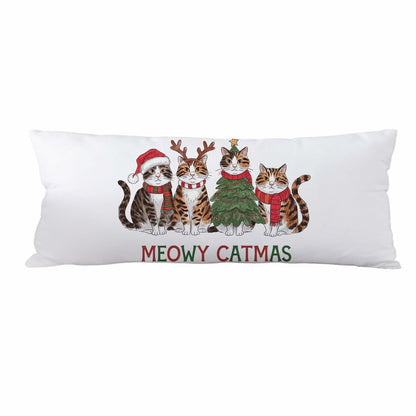 Yhtrg Christmas Cat Body Pillow Cover 20x54 Plush Velvet Holiday Gift