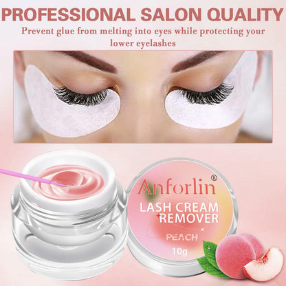 Anforlin Lash Remover Kit 10g Peach Scent with Eye Pads Brushes Tweezers