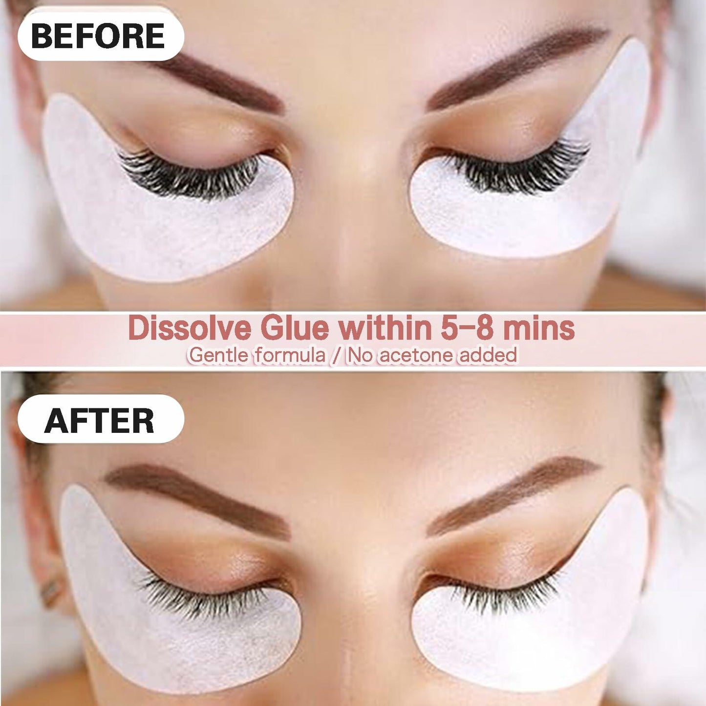 Anforlin Lash Remover Kit 10g Peach Scent with Eye Pads Brushes Tweezers