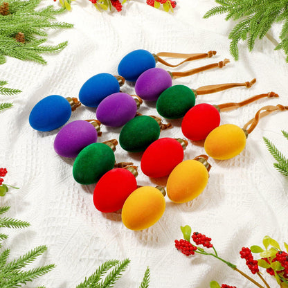 Hollowfly Christmas Velvet Balls Ornaments 2.36'' Rainbow 15 Pcs Shatterproof