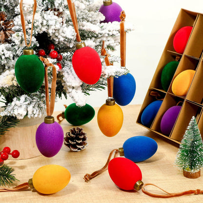 Hollowfly Christmas Velvet Balls Ornaments 2.36'' Rainbow 15 Pcs Shatterproof