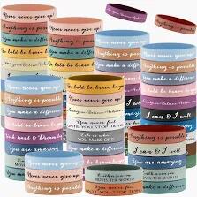 Sieral 120 Pcs Valentine Motivational Silicone Wristbands Joyous Color