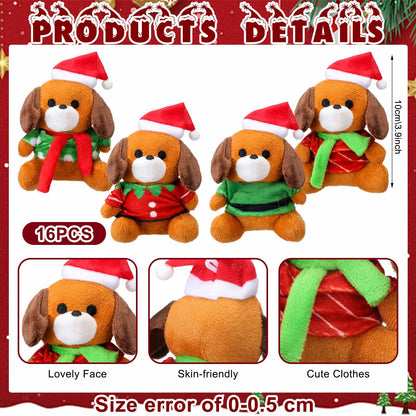 VioraWhite 16 Pack Mini Stuffed Dogs Plush Toys Colorful 4 Inches