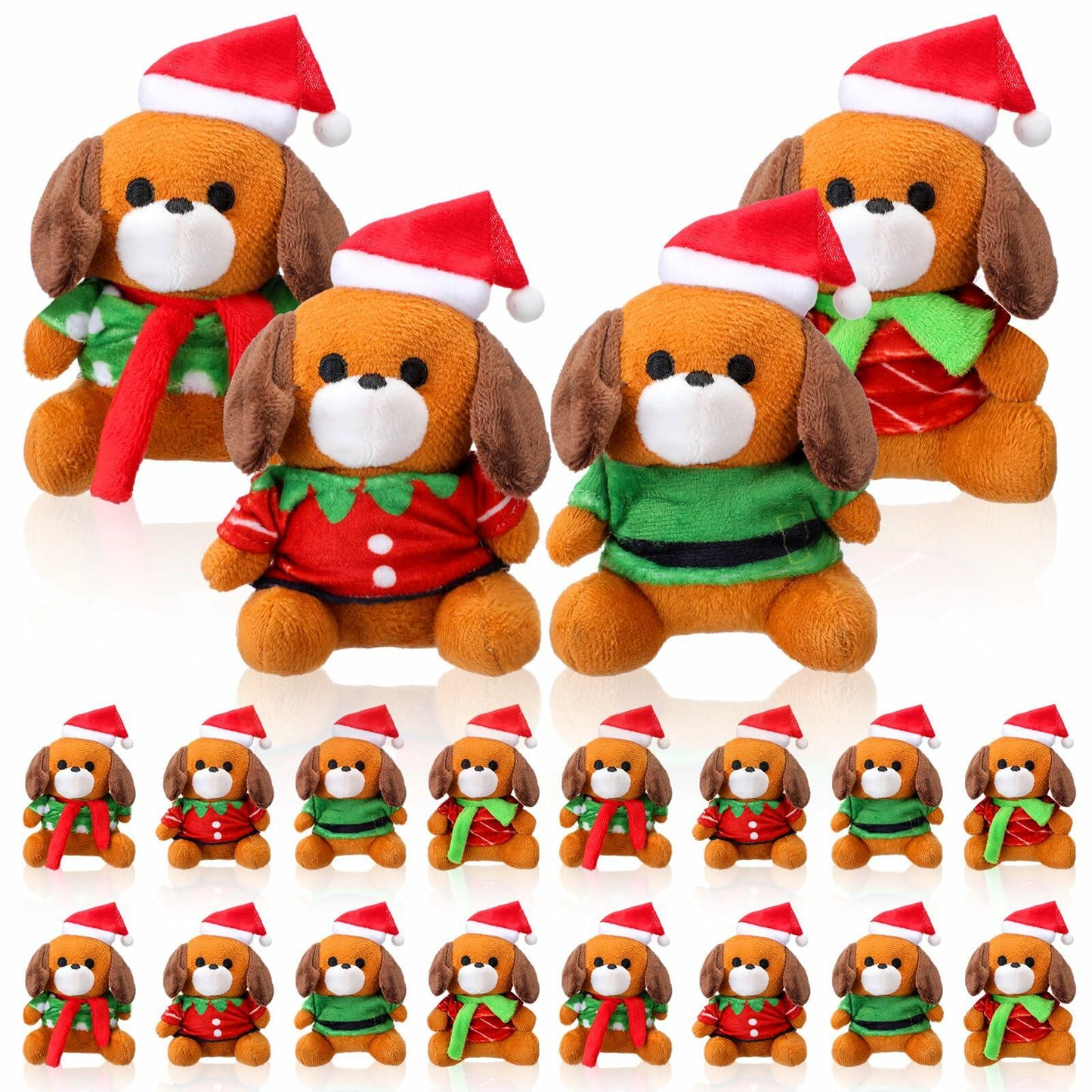 VioraWhite 16 Pack Mini Stuffed Dogs Plush Toys Colorful 4 Inches