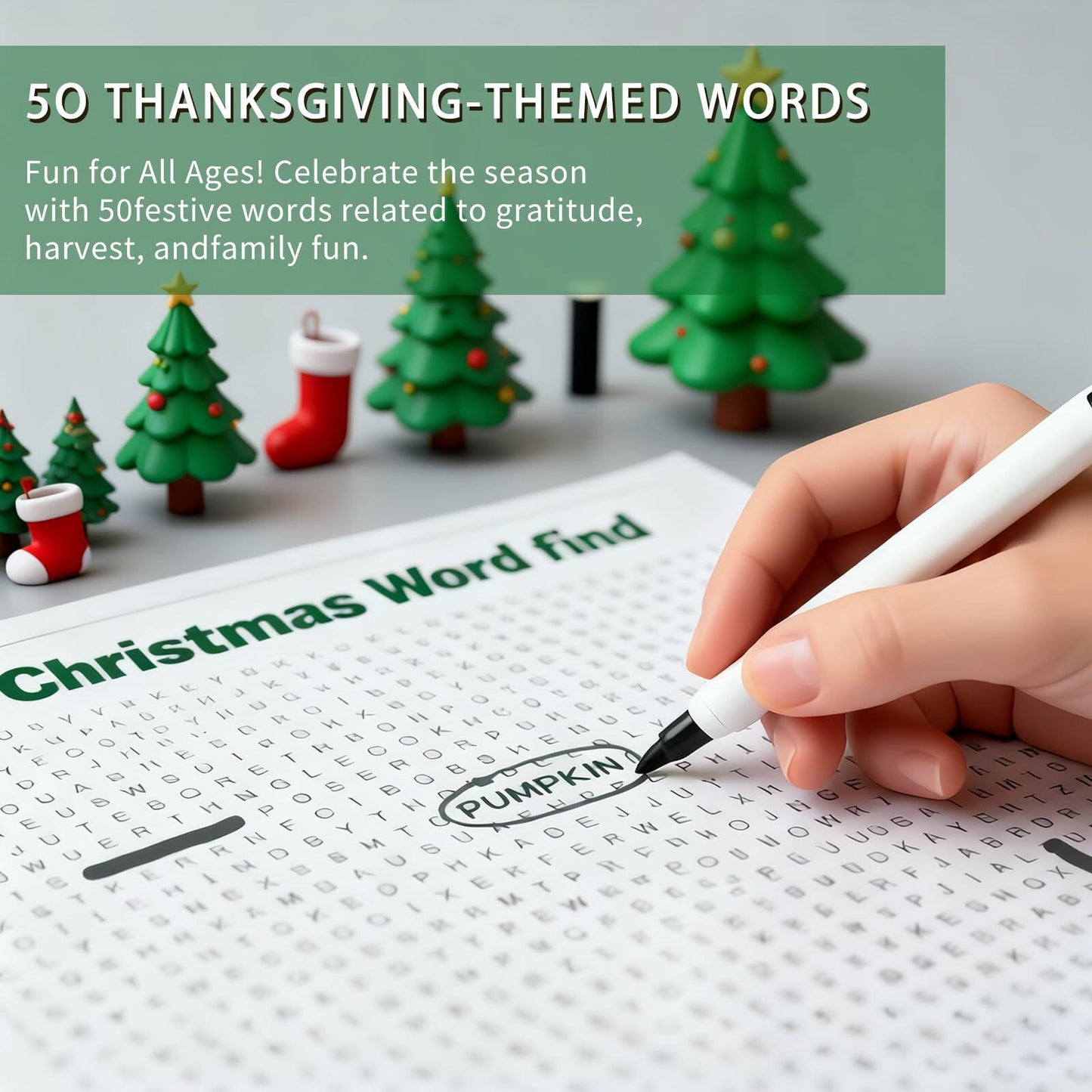 Christmas Word Search Poster Jumbo 36x24in 50 Words Holiday Game