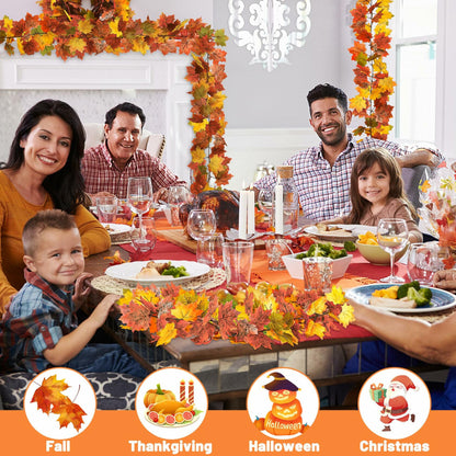 Helimoto Maple Leaf Garland 8 Pack 47.2FT Green Artificial Fall Leaves