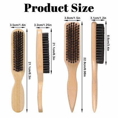LLMSIX 2Pcs Wooden Handle Boar Bristle Hair Brush Soft Smoothing Brown