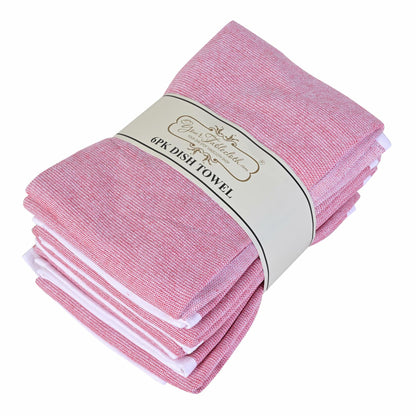 Yourtablecloth Cotton Kitchen Dishtowel Set 18x28 Tango Red 6 Pack