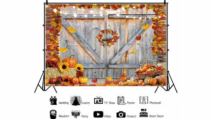 YYNXSY Rustic Christmas Barn Wood Door Backdrop Bronze 8x6FT