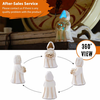 Goodeco LED Ghost Figurine Light-Up Spooky Resin Decoration Off-White