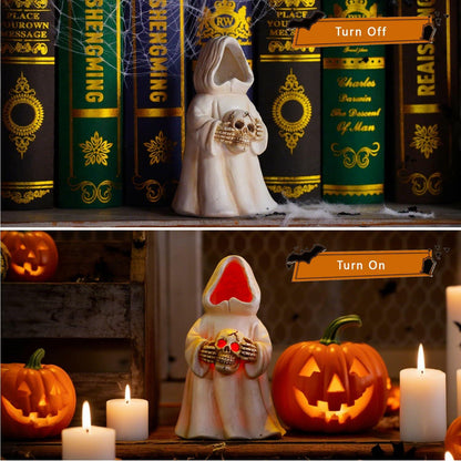 Goodeco LED Ghost Figurine Light-Up Spooky Resin Decoration Off-White