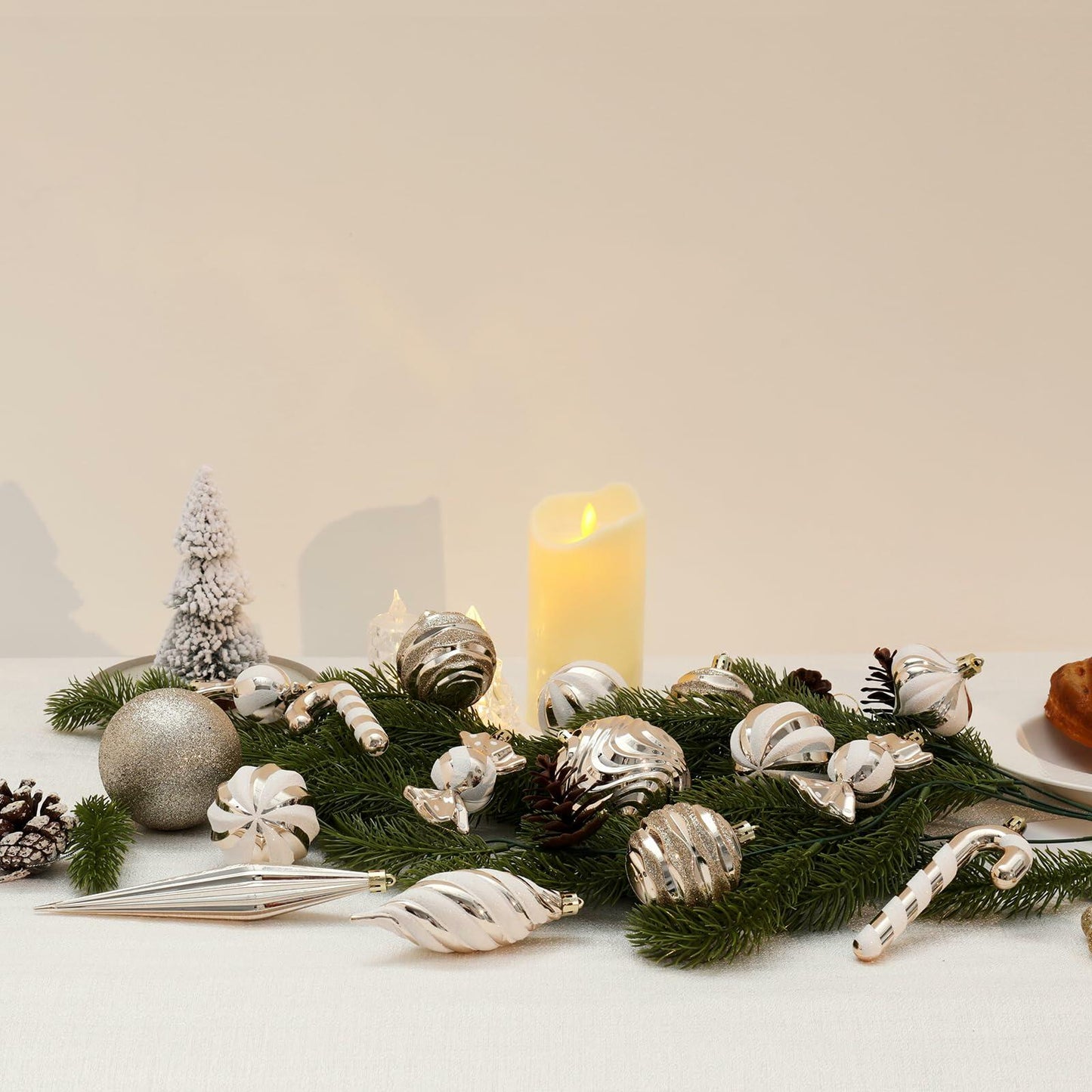 5th LILY Christmas Ball Ornaments Set Shatterproof 24 PCS Champagne Plastic