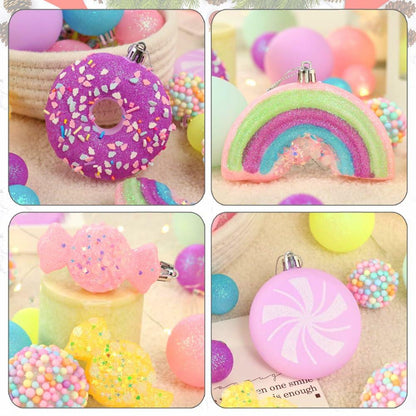 ROSELEAF Christmas Tree Ornaments Set 40 Pack Shatterproof Pink Purple Green