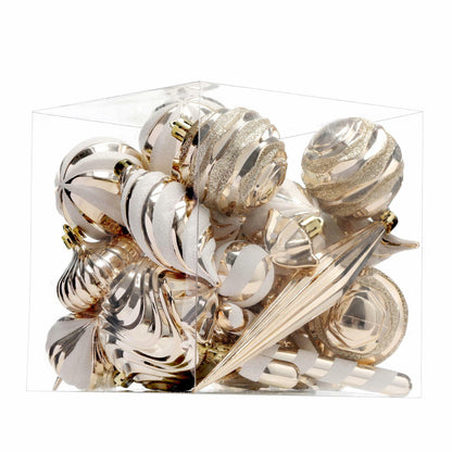 5th LILY Christmas Ball Ornaments Set Shatterproof 24 PCS Champagne Plastic