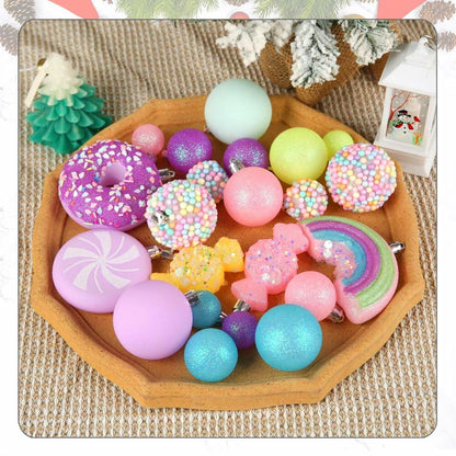 ROSELEAF Christmas Tree Ornaments Set 40 Pack Shatterproof Pink Purple Green
