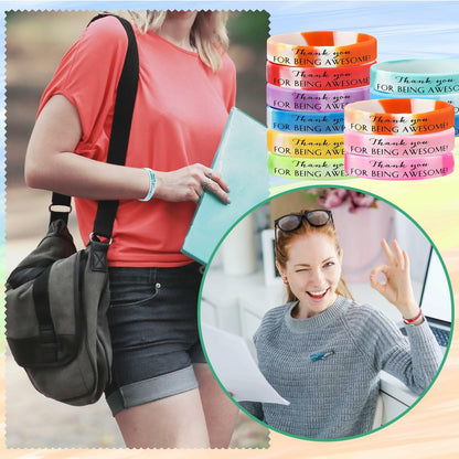 Sieral 120 Pcs Valentine Motivational Silicone Wristbands Joyous Color