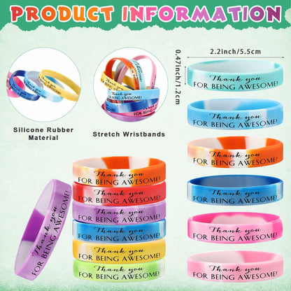 Sieral 120 Pcs Valentine Motivational Silicone Wristbands Joyous Color
