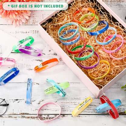 Sieral 120 Pcs Valentine Motivational Silicone Wristbands Joyous Color