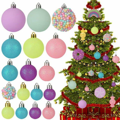 ROSELEAF Christmas Tree Ornaments Set 40 Pack Shatterproof Pink Purple Green