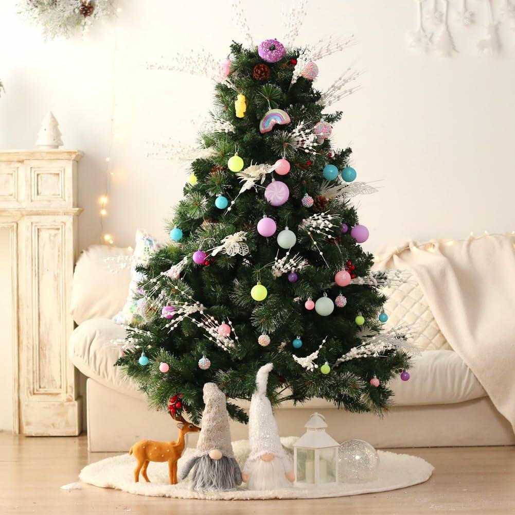 ROSELEAF Christmas Tree Ornaments Set 40 Pack Shatterproof Pink Purple Green