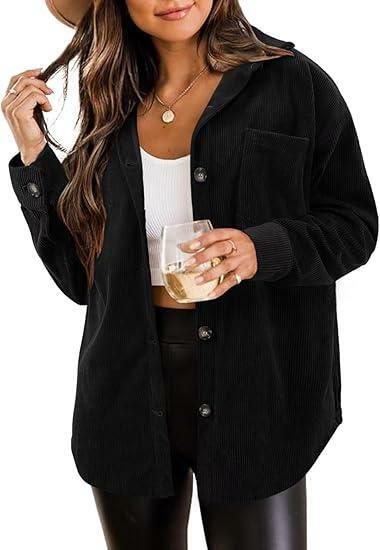 CiCiBird Women's Oversized Utility Shacket Jacket Black XL Size XL